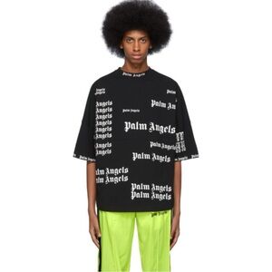 Palm Angels Ultra Logo All Over Tee 'Black/White', Size XL